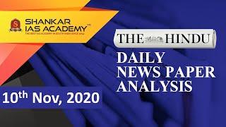 The Hindu Daily News Analysis || 10th November 2020 || UPSC Current Affairs || Prelims 21 & Mains 20