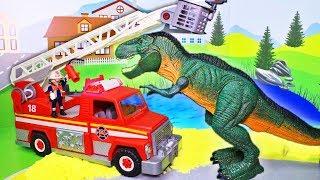 Мультфильм для детей с игрушками Плеймобил. Пикник. Мультики про динозавра и машинки 2019