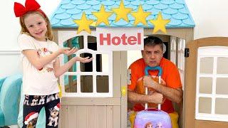 Nastya Pretends to Play with dad in the Hotel