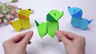 как сделать собачку из бумаги-Origami dog from paper tutorial. Оригами для новичков.Собака из бумаги