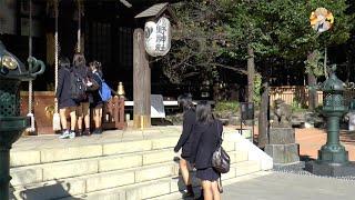 Японские Школьницы в Храме Центрального Парка Синдзюку