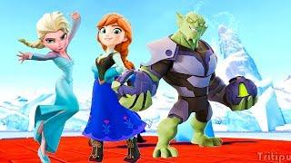 Королева Эльза и Принцесса Анна из мультфильма Холодное Сердце спасают Оленя Свена от гоблина в мире
