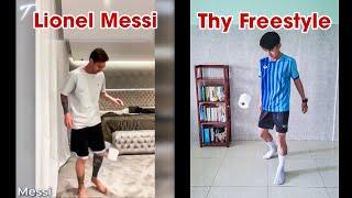 THY FREESTYLE tâng cuộn giấy như MESSI & Football Stars - Toilet Paper Challenge #StayHome #WithMe