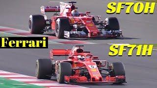 2018 Ferrari SF71H vs 2017 Ferrari SF70H - Comparison on track - Formula One [F1] Pre-Season Tests
