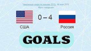 Хоккей Россия - США, Чемпионат мира Чехия 2015 счет 4:0 Игра от 17.05.2015