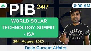 PIB 247 | World Solar Technology Summit - ISA | Daily Current Affairs | Day 96