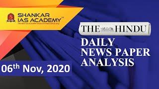 The Hindu Daily News Analysis || 06th November 2020 || UPSC Current Affairs || Prelims 21 & Mains 20