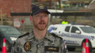 Navy assisting at Police checkpoint in Coldstream, Victoria