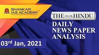 The Hindu Daily News Analysis || 3rd Jan 2021 || UPSC Current Affairs | Prelim 2021 & Mains 2020