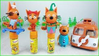 ПРИКОЛЬНЫЕ Три Кота и КИСЛАЯ ПЕНКА! Мультики с игрушками для детей