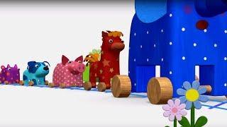 Деревяшки - Паровоз - Серия 24 - развивающие мультфильмы для малышей