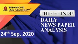 The Hindu Daily News Analysis || 24th September 2020 || UPSC Current Affairs || Prelims & Mains 2020
