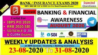 23rd August To 31st August 2020 Weekly Banking & Financial Awareness #DailyBankingAffairs