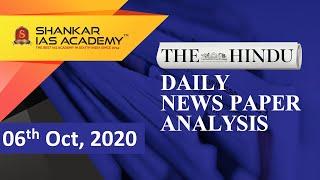 The Hindu Daily News Analysis || 6th October 2020 || UPSC Current Affairs || Prelims'21 & Mains 2020