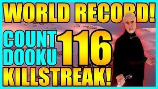(World Record) 116 Count Dooku Gameplay/Killstreak - Star Wars Battlefront 2