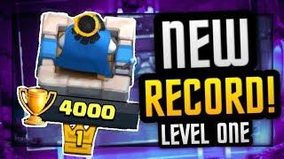 NEW WORLD RECORD! LEVEL 1 GETS 4,000 TROPHIES in CLASH ROYALE!