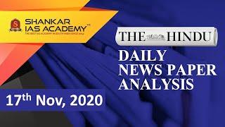 The Hindu Daily News Analysis || 17th November 2020 || UPSC Current Affairs || Prelims 21 & Mains 20