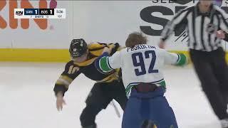 Vasily Podkolzin's first NHL fight against AJ Grier from Bruins (13 nov 2022)