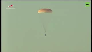 Посадка пилотируемого корабля «Союз МС-12» — LIVE