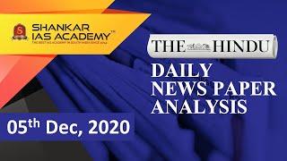 The Hindu Daily News Analysis || 5th December 2020 || UPSC Current Affairs || Prelims 21 & Mains 20