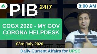 PIB 247 | COGX 2020 - MyGov CORONA Help Desk | Daily Current Affairs | Day 64