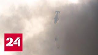 Пожар на хладкомбинате в Москве тушат два вертолета и 67 пожарных - Россия 24